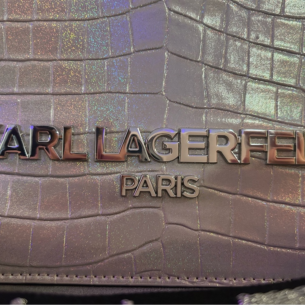 Karl Lagerfeld Iridescent Pink Paris Adele Crossbody Purse NWOT - Picture 2 of 13